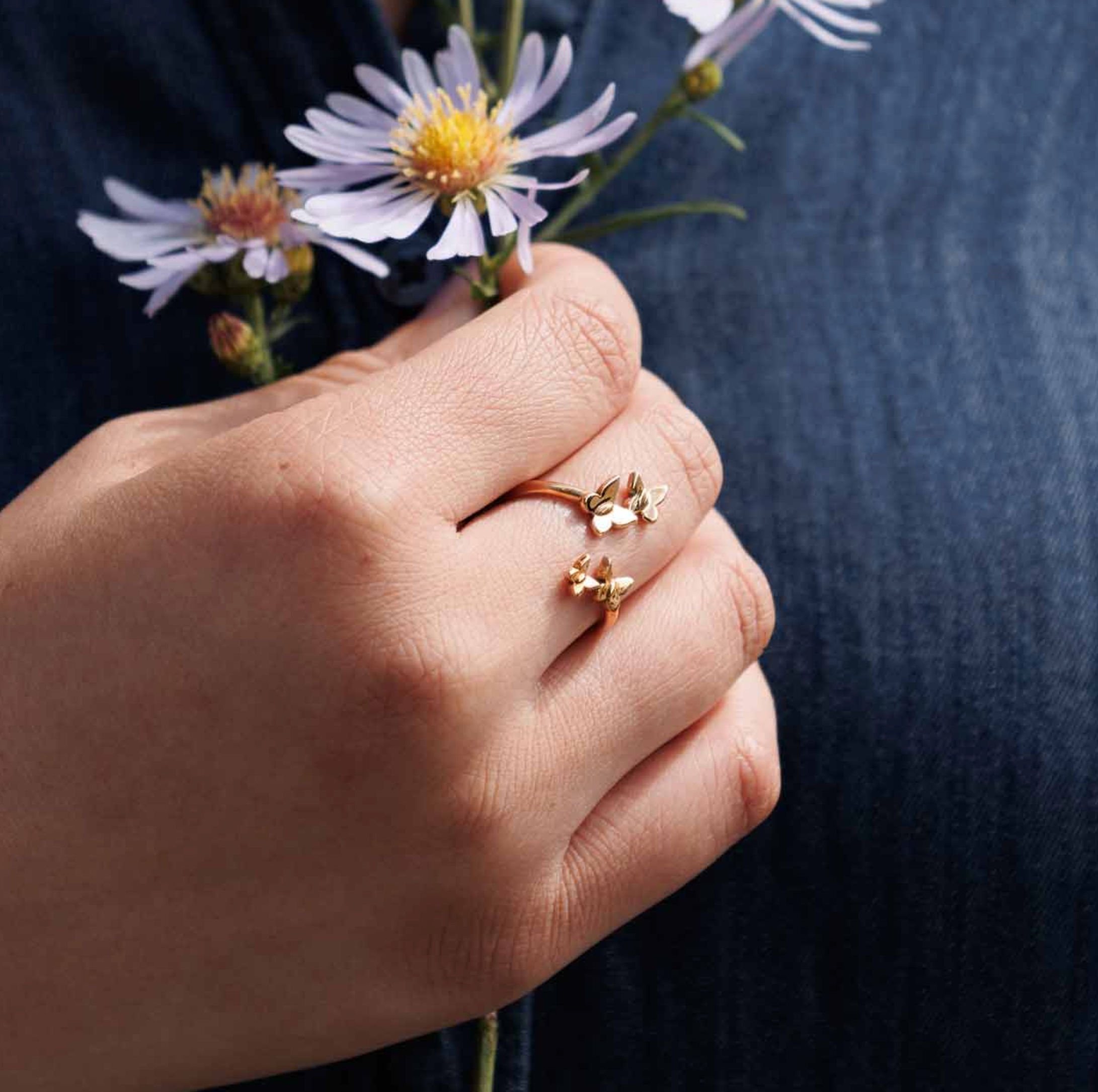 •KALEIDOSCOPE OF BUTTERFLIES• adjustable bronze ring