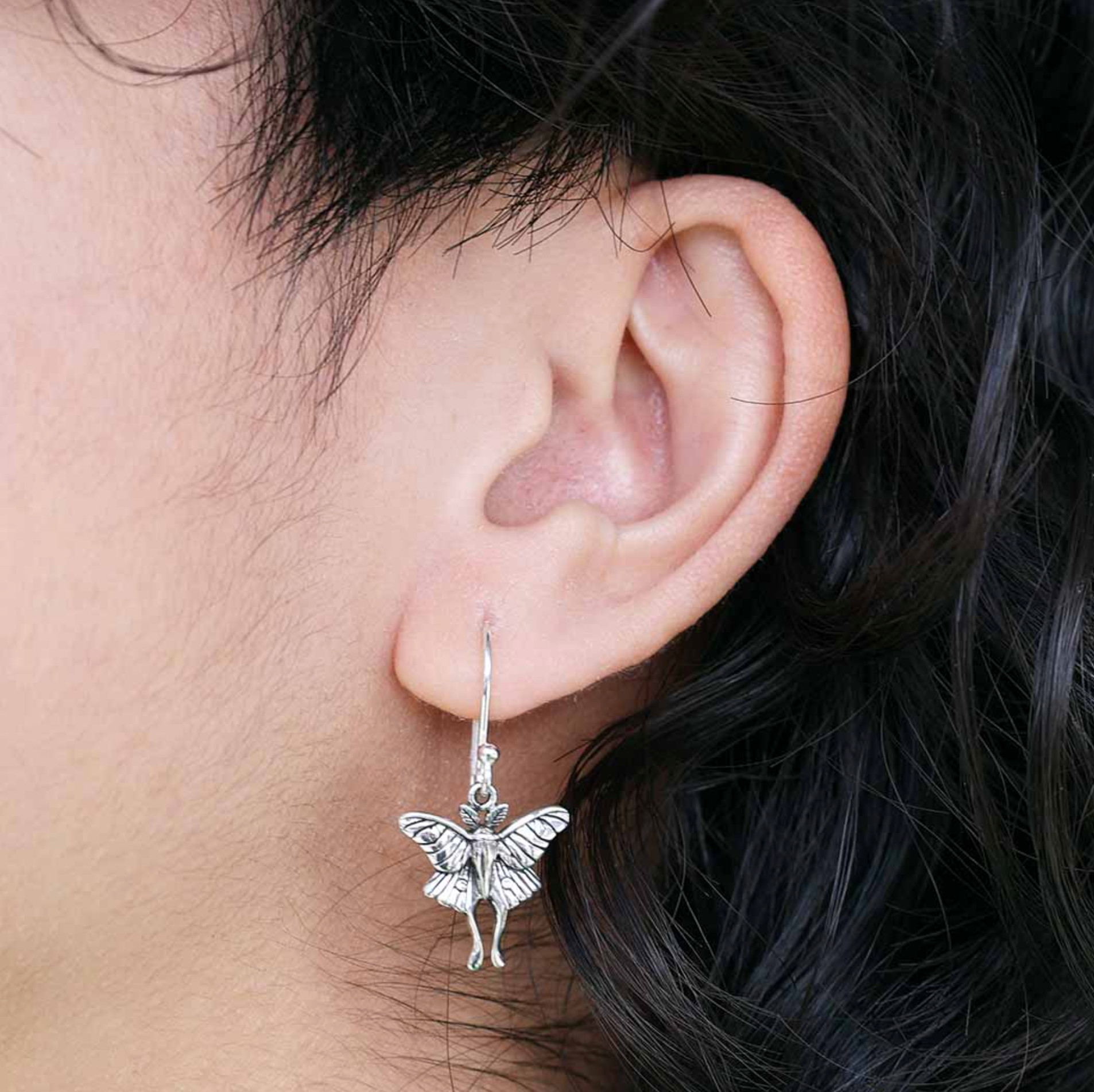 •LIL' LUNA MOTH• recycled silver dangle earrings