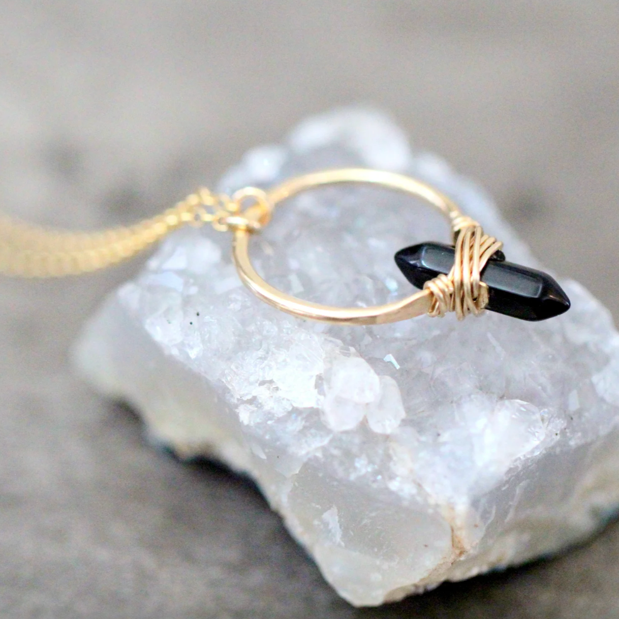 •CREST• obsidian + gold necklace (various lengths)