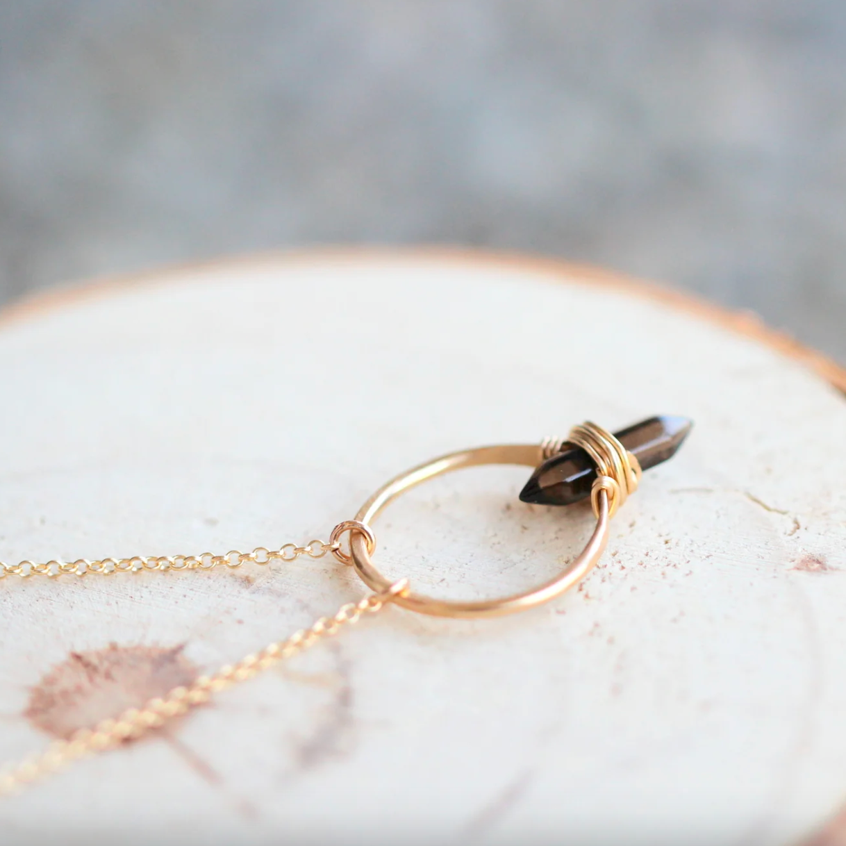 •CREST• smoky quartz + gold necklace (various lengths)