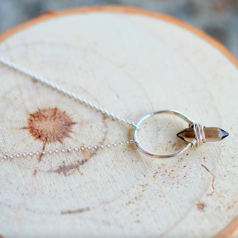 •CREST• smoky quartz + silver necklace (various lengths)