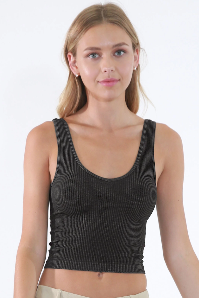 •RIBBED REVERSIBLE• vintage washed cropped tank top (USA)