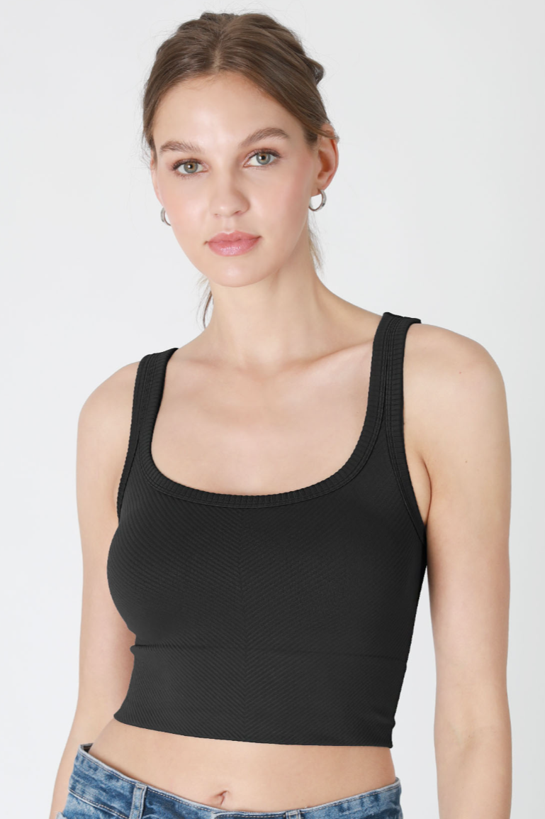 •CHEVRON SQUARE NECK• cropped tank top