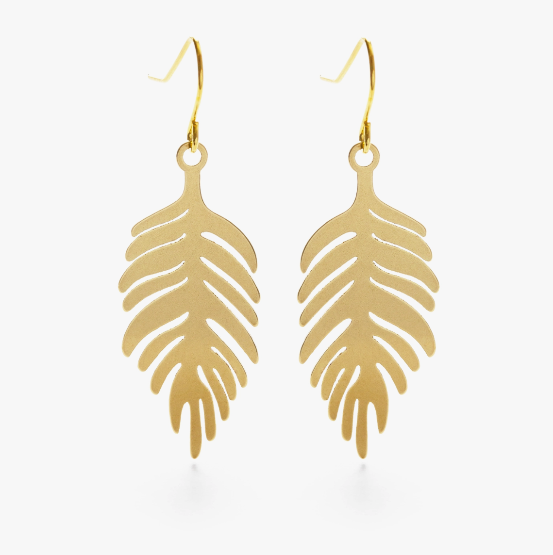 •SMALL FERN• gold dangle earrings