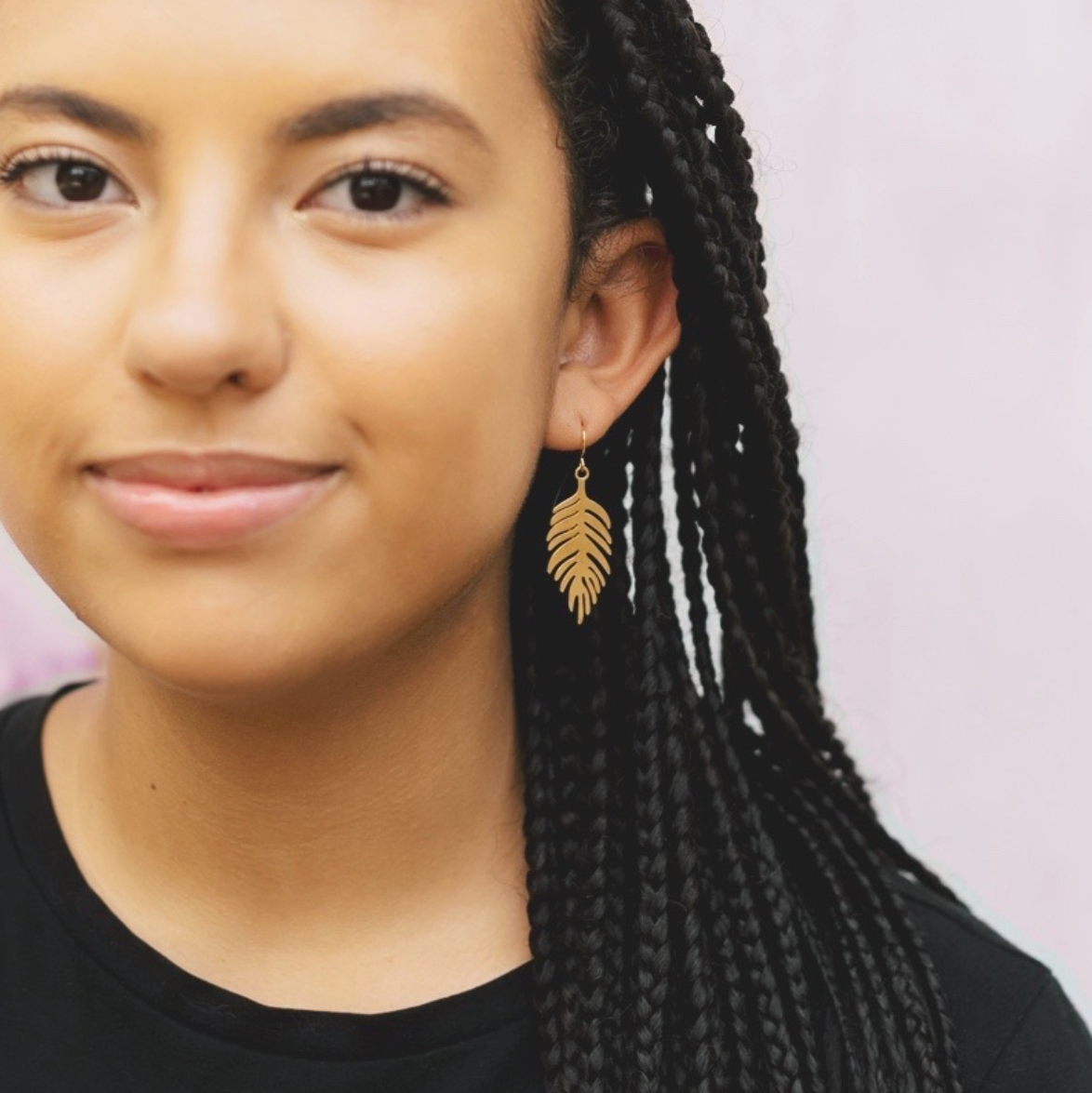 •SMALL FERN• gold dangle earrings