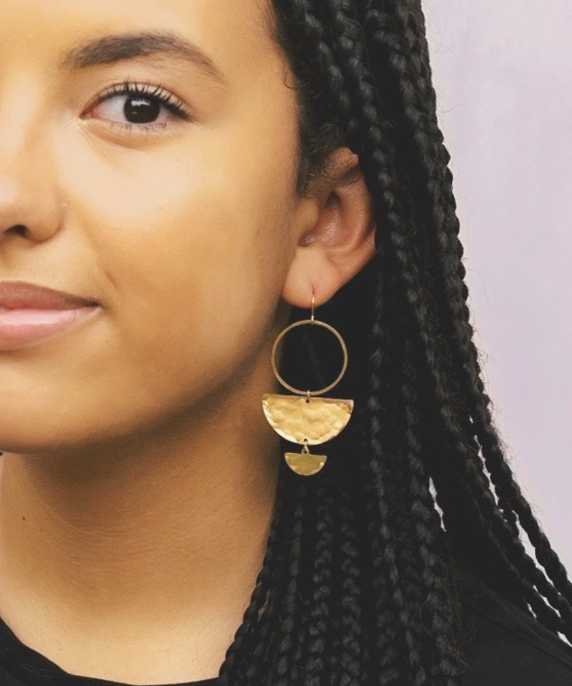 •HALF MOONS• gold dangle earrings