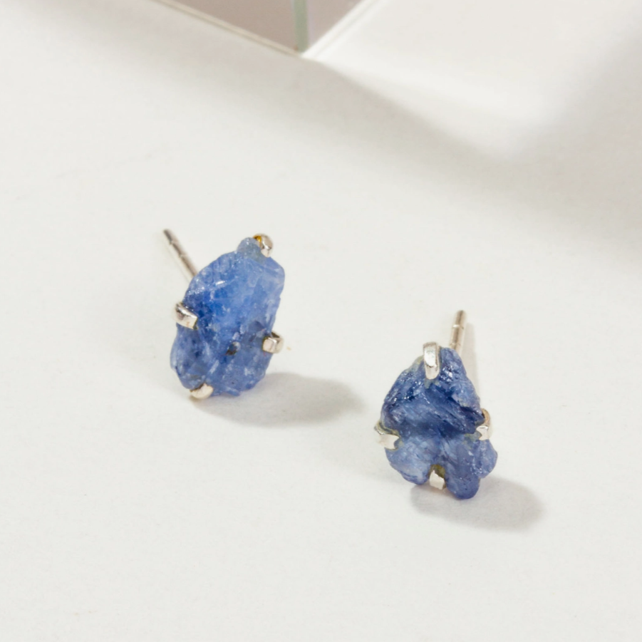 •SAPPHIRE• silver prong set stud earrings