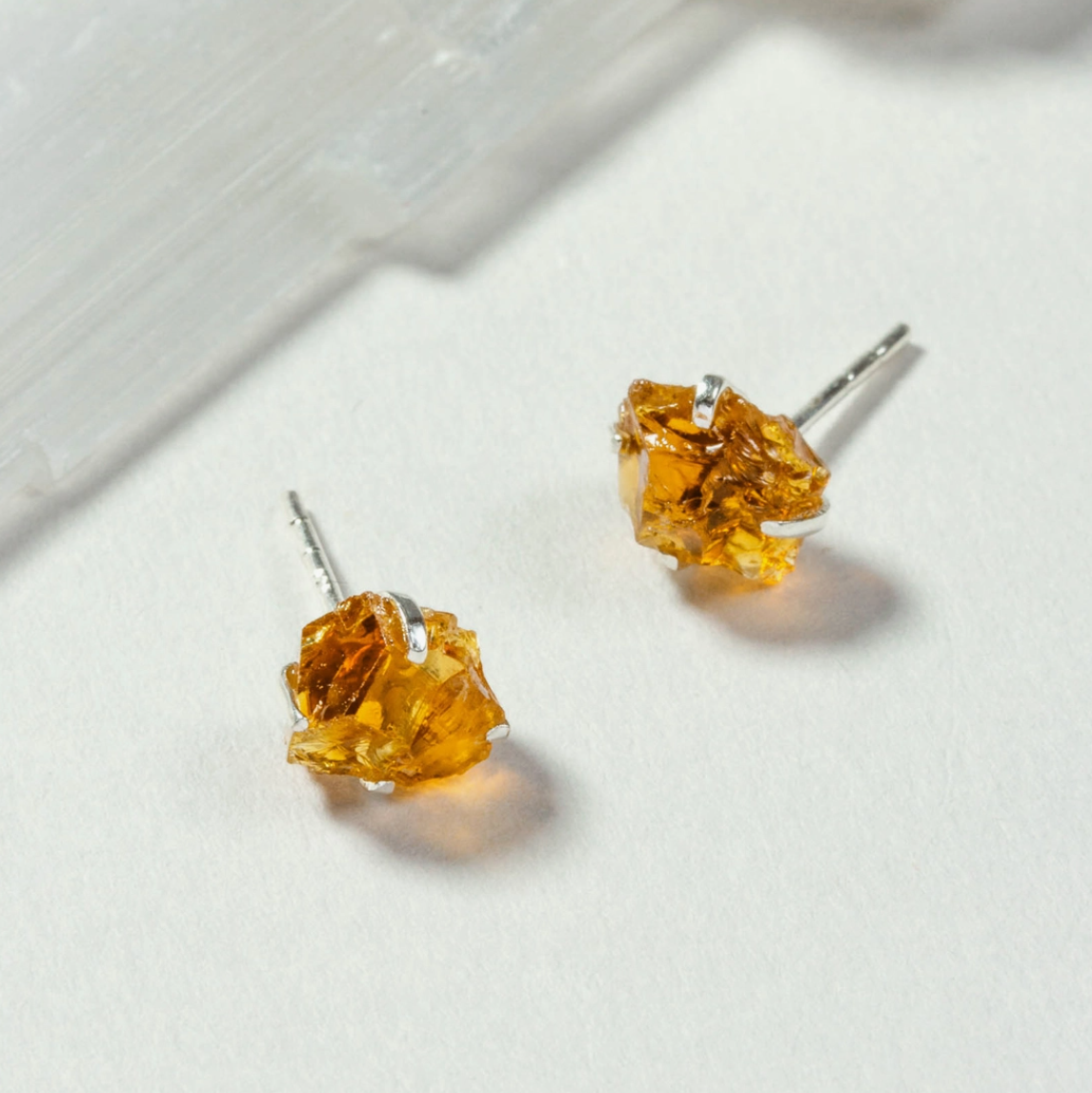 •PRONG SET• citrine silver stud earrings