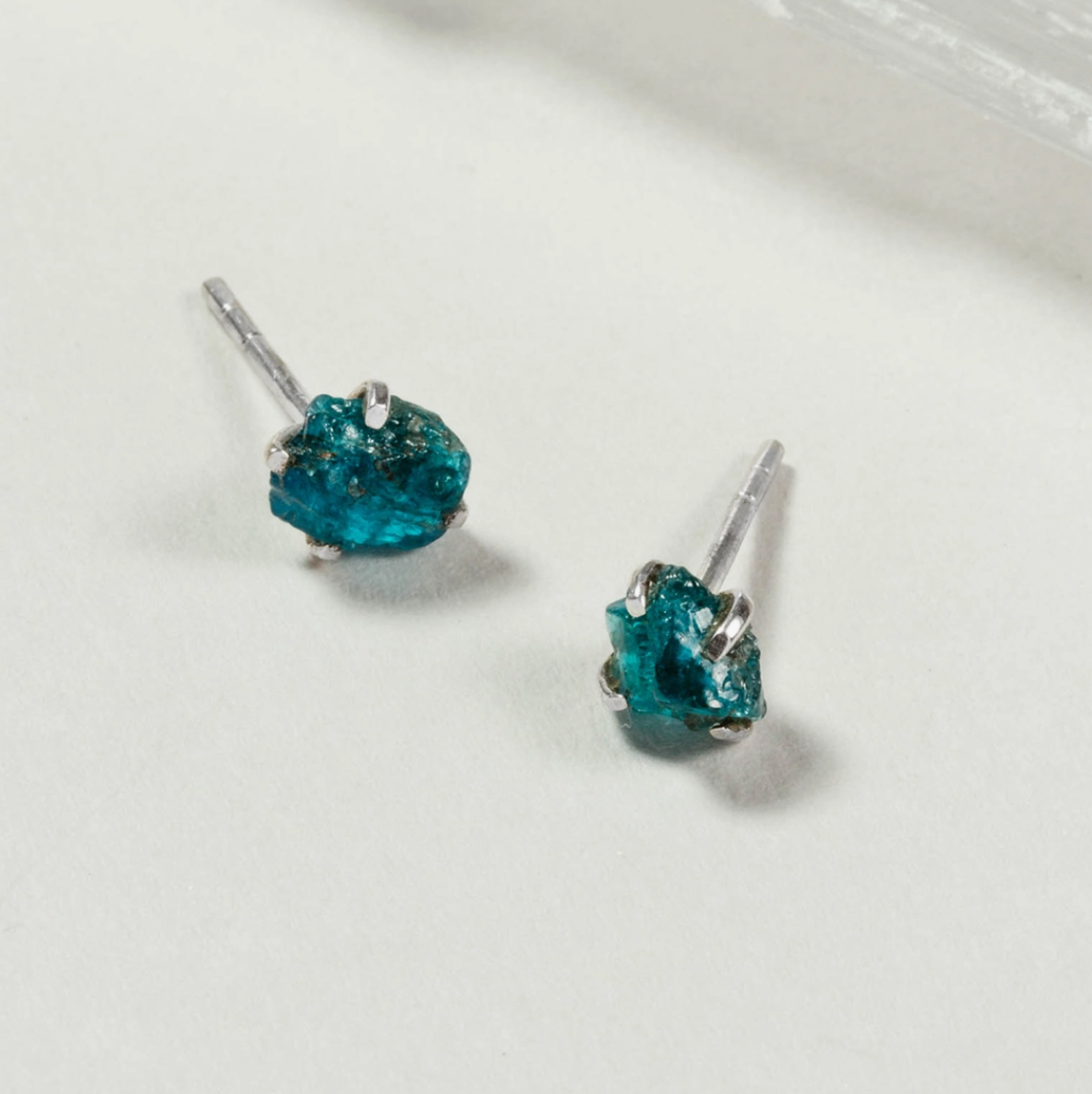•APATITE• silver prong set stud earrings