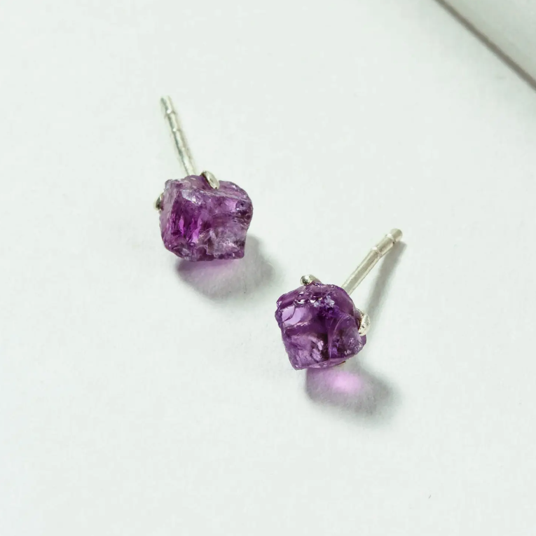 •PRONG SET• amethyst silver stud earrings