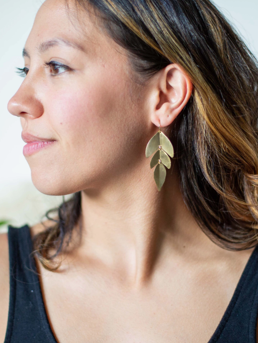 •SAGE• gold dangle earrings