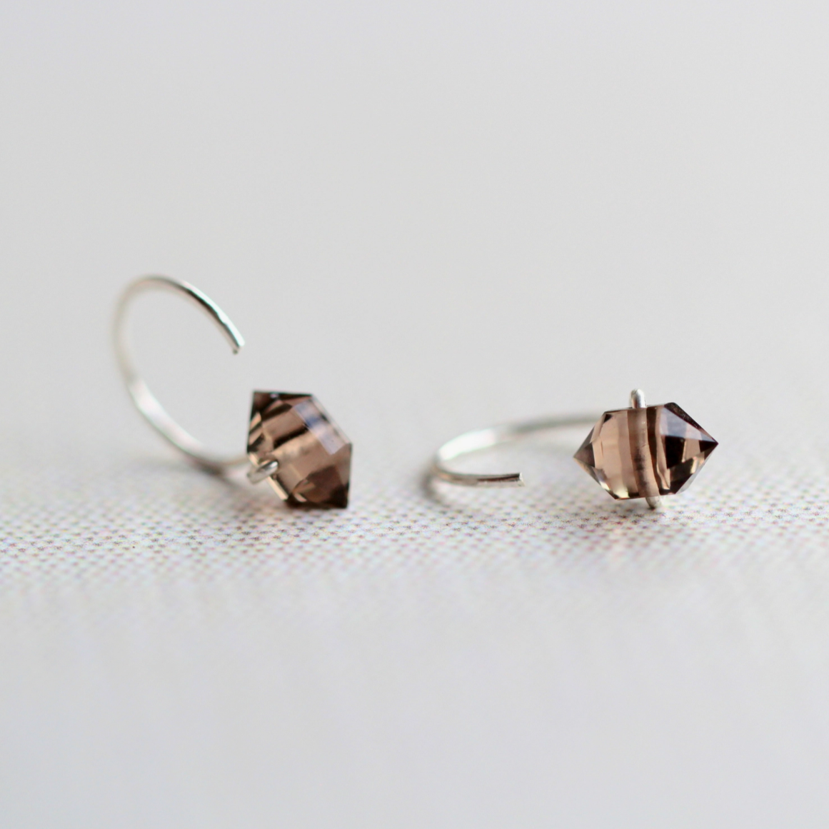 •HUG HOOP• smoky quartz + silver earrings