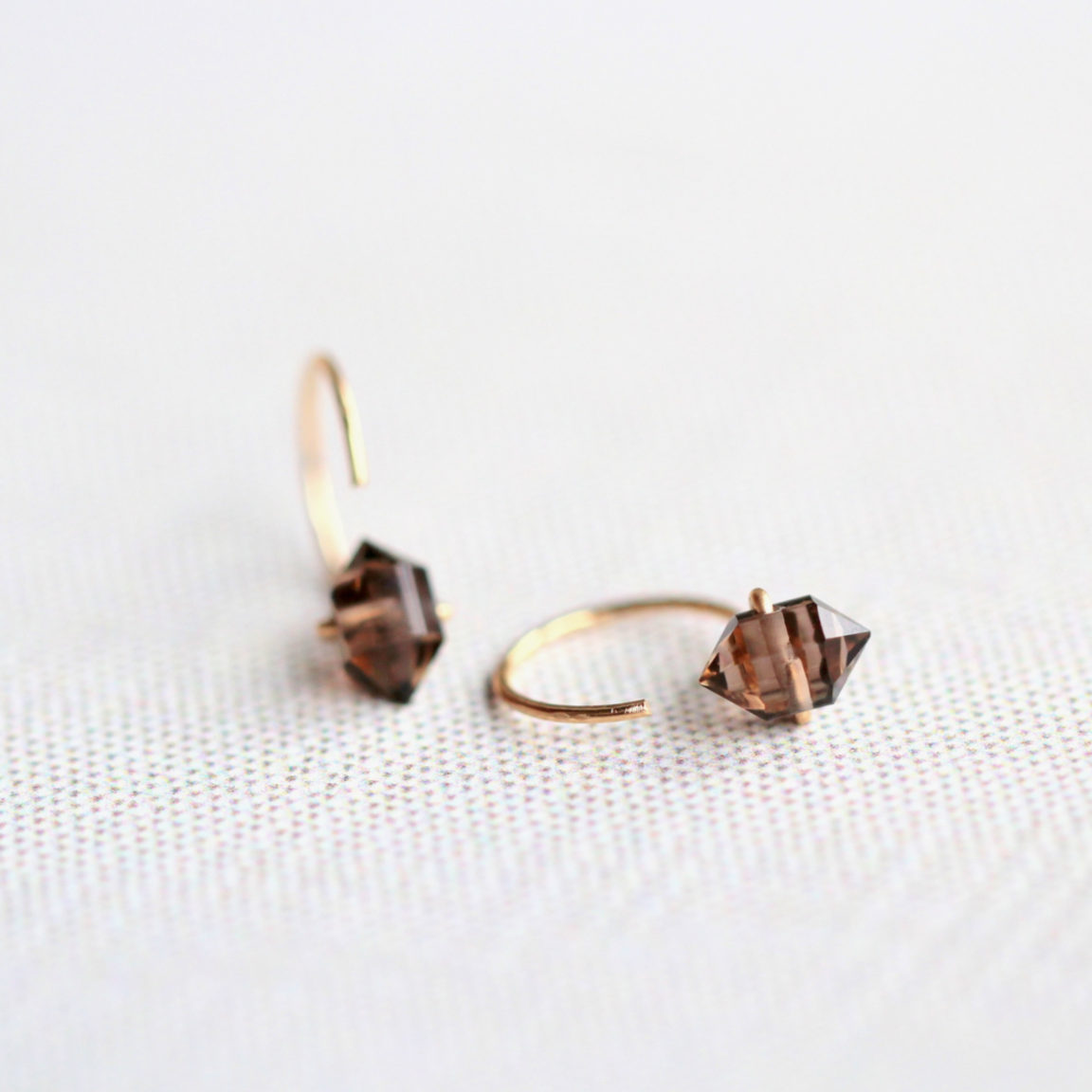 •HUG HOOP• smoky quartz + gold earrings