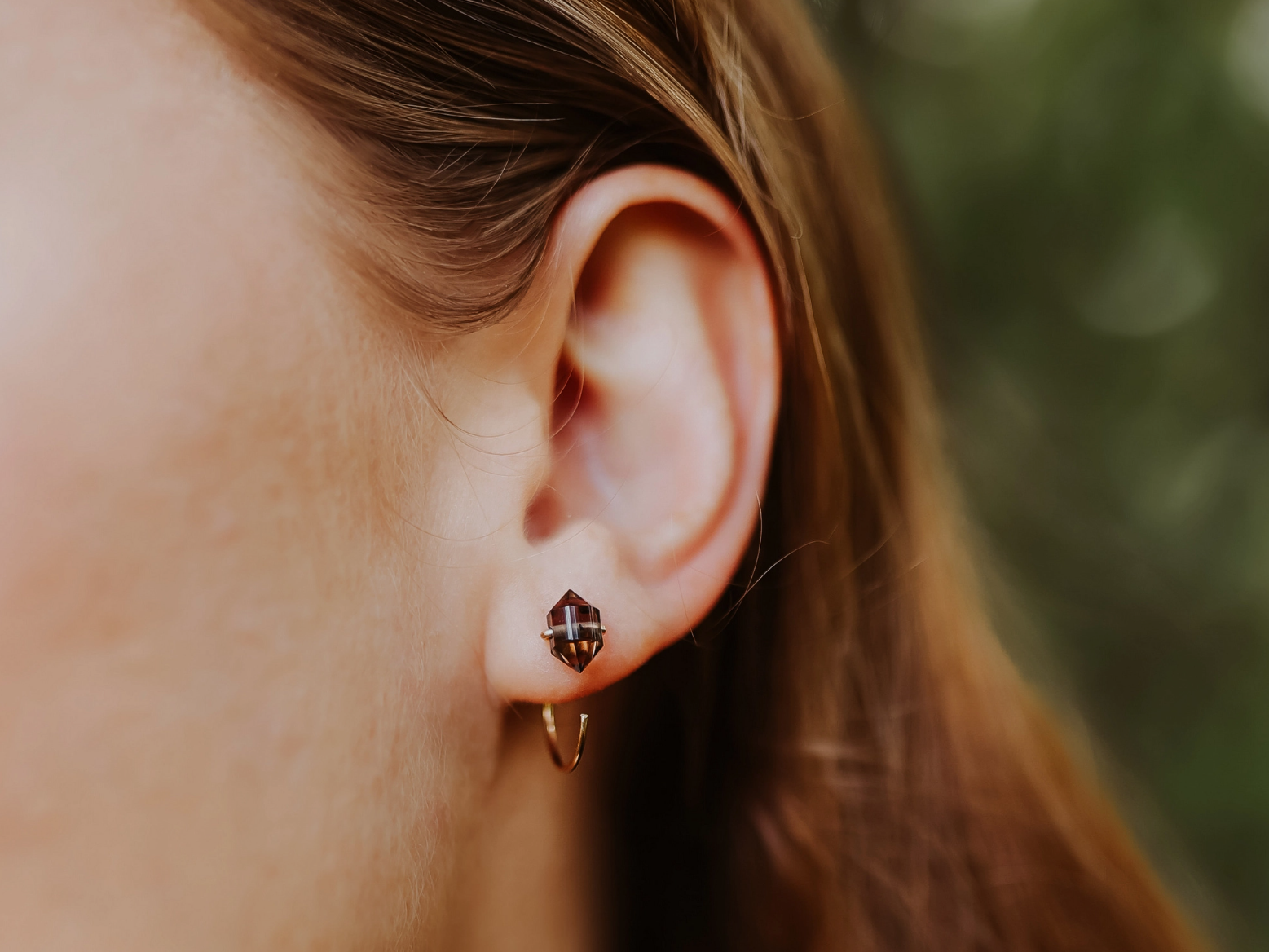 •HUG HOOP• smoky quartz + gold earrings