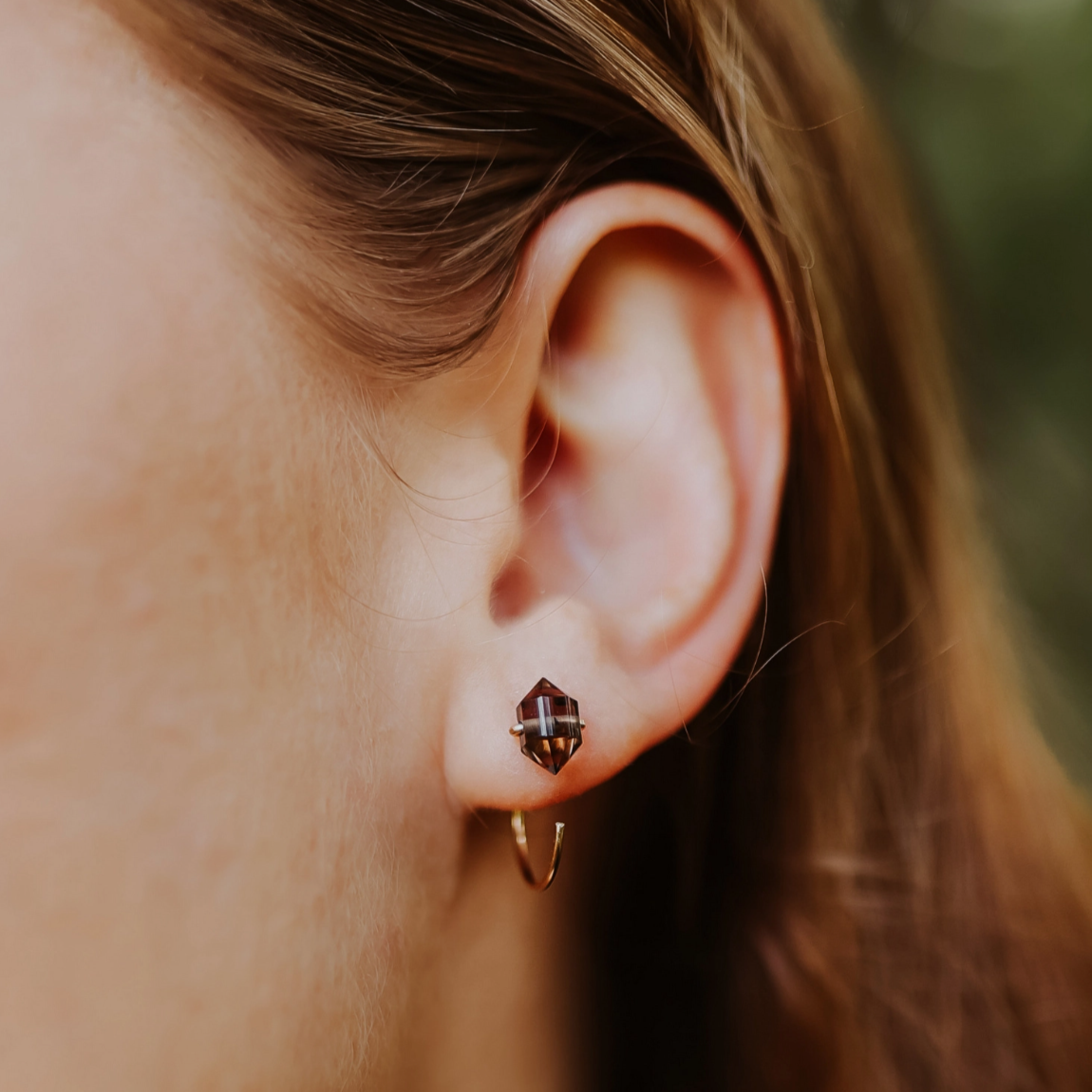 •HUG HOOP• smoky quartz + silver earrings