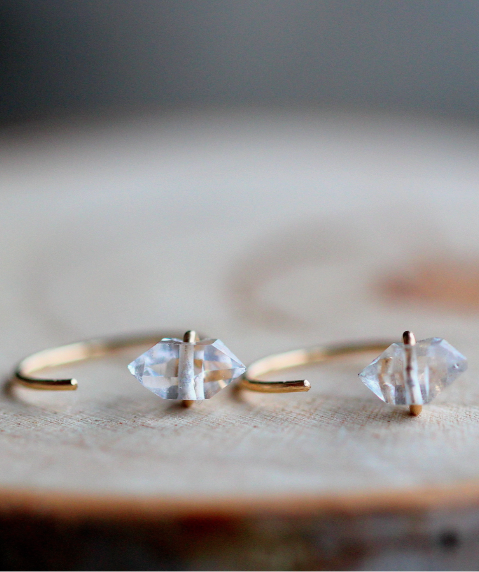 •HUG HOOP• herkimer + gold earrings