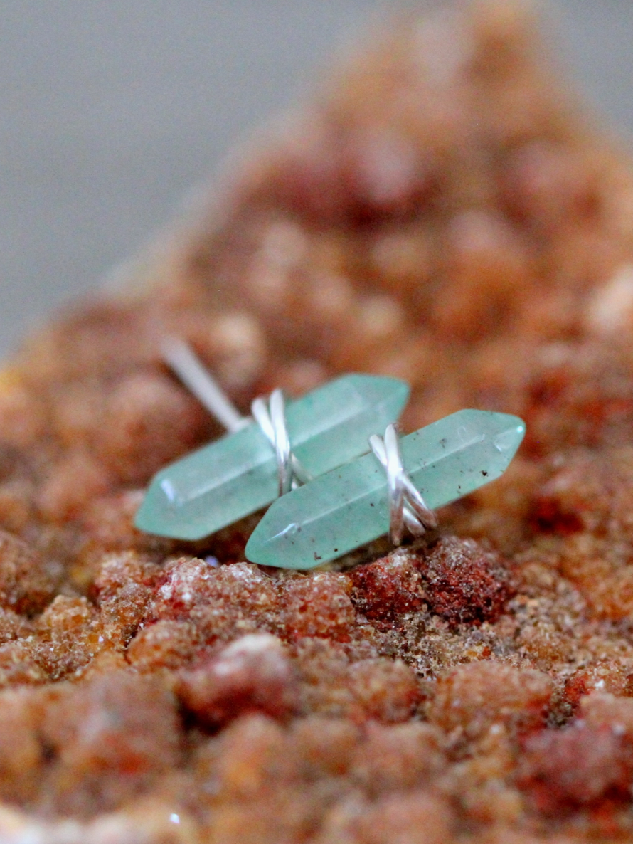 •CREST• aventurine + silver stud earrings