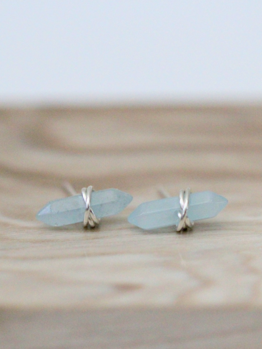 •CREST• aquamarine + silver stud earrings