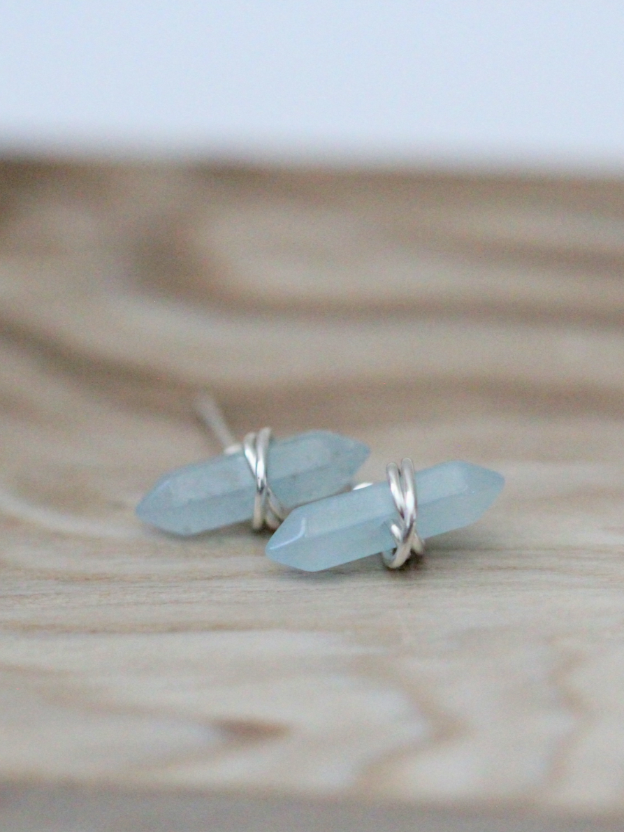 •CREST• aquamarine + silver stud earrings