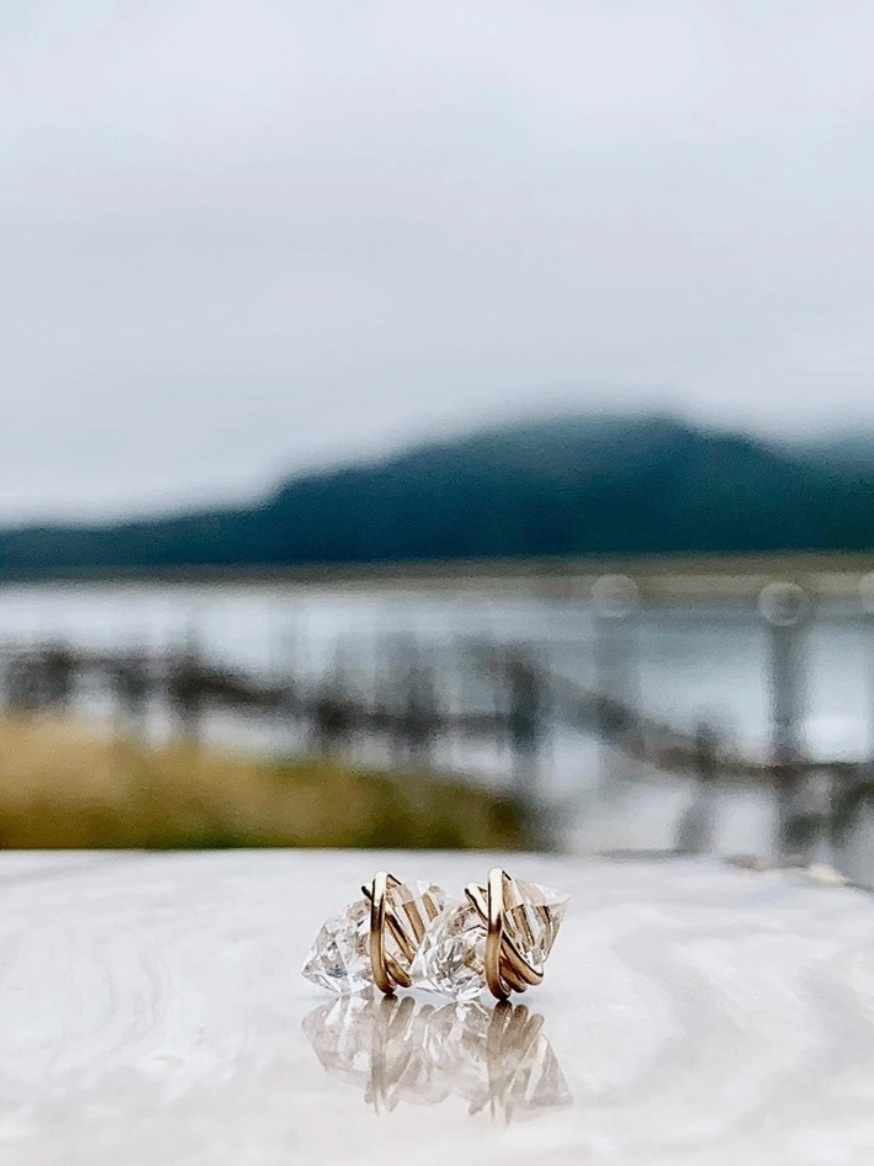 •PIKE• herkimer + gold stud earrings (2 sizes available)