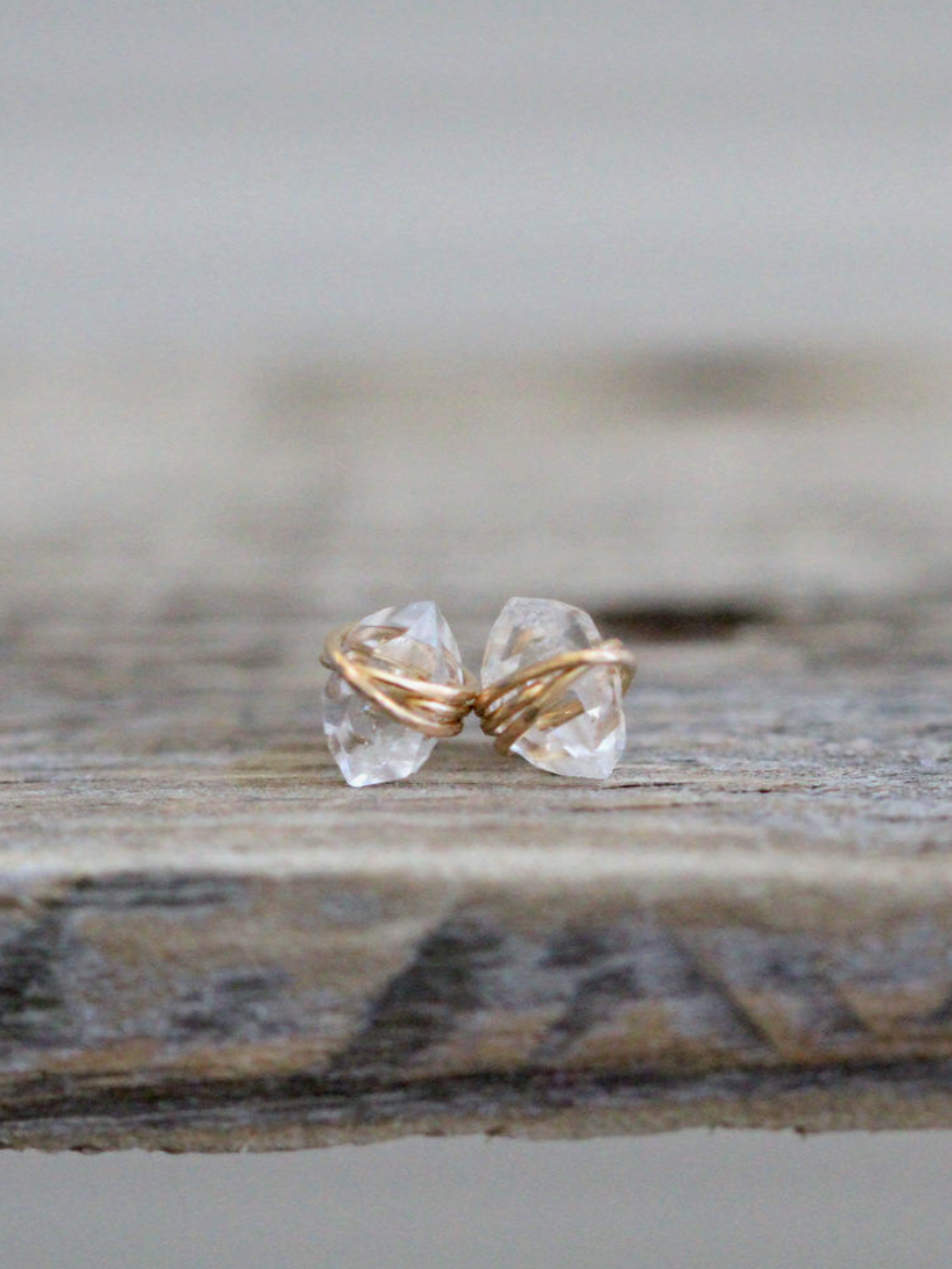 •PIKE• herkimer + gold stud earrings (2 sizes available)
