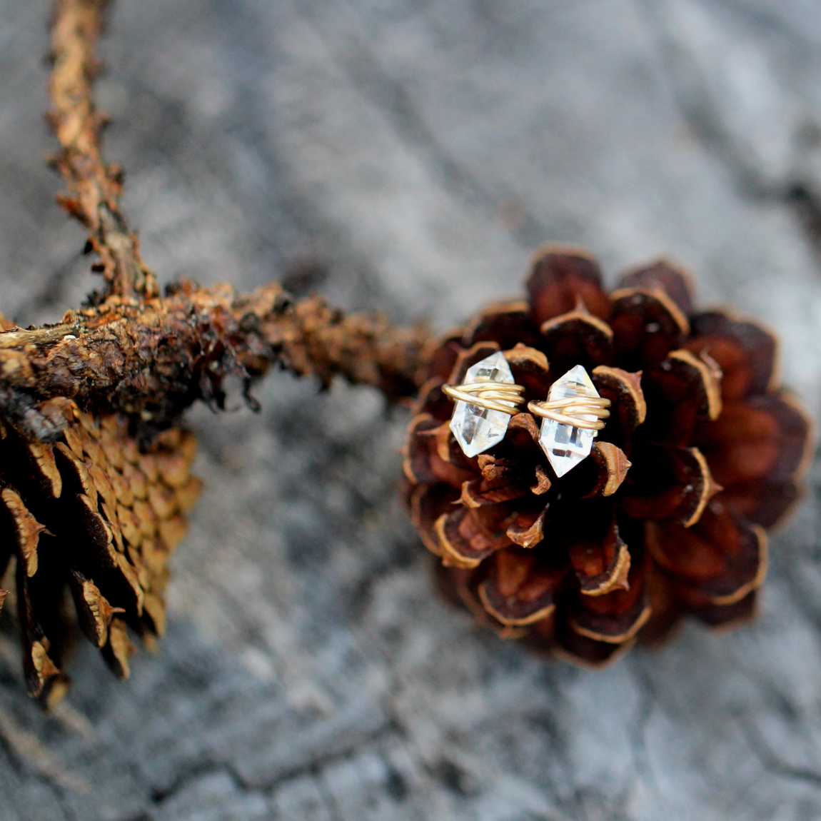 •PIKE• herkimer + gold stud earrings (2 sizes available)