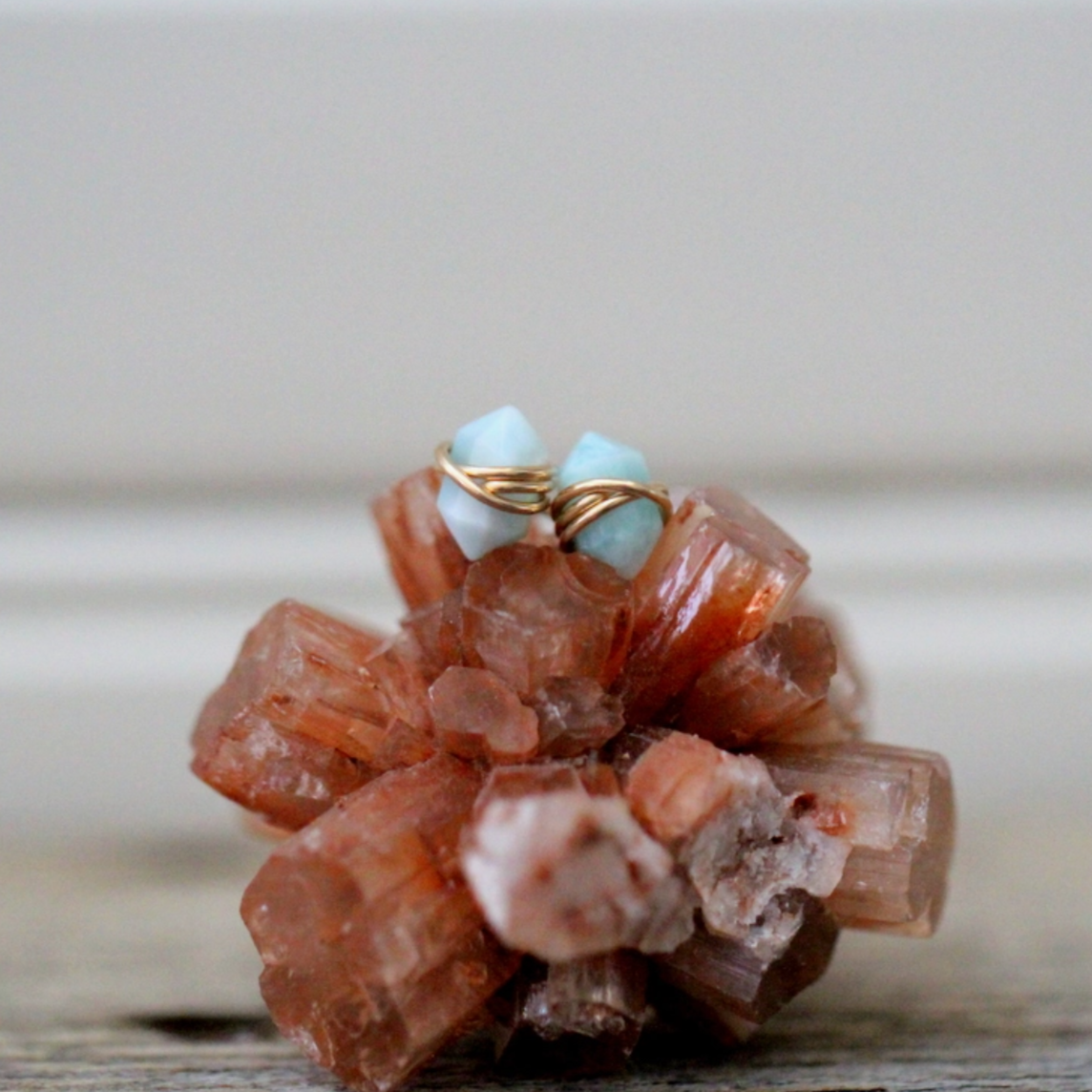 •PIKE• larimar + gold stud earrings