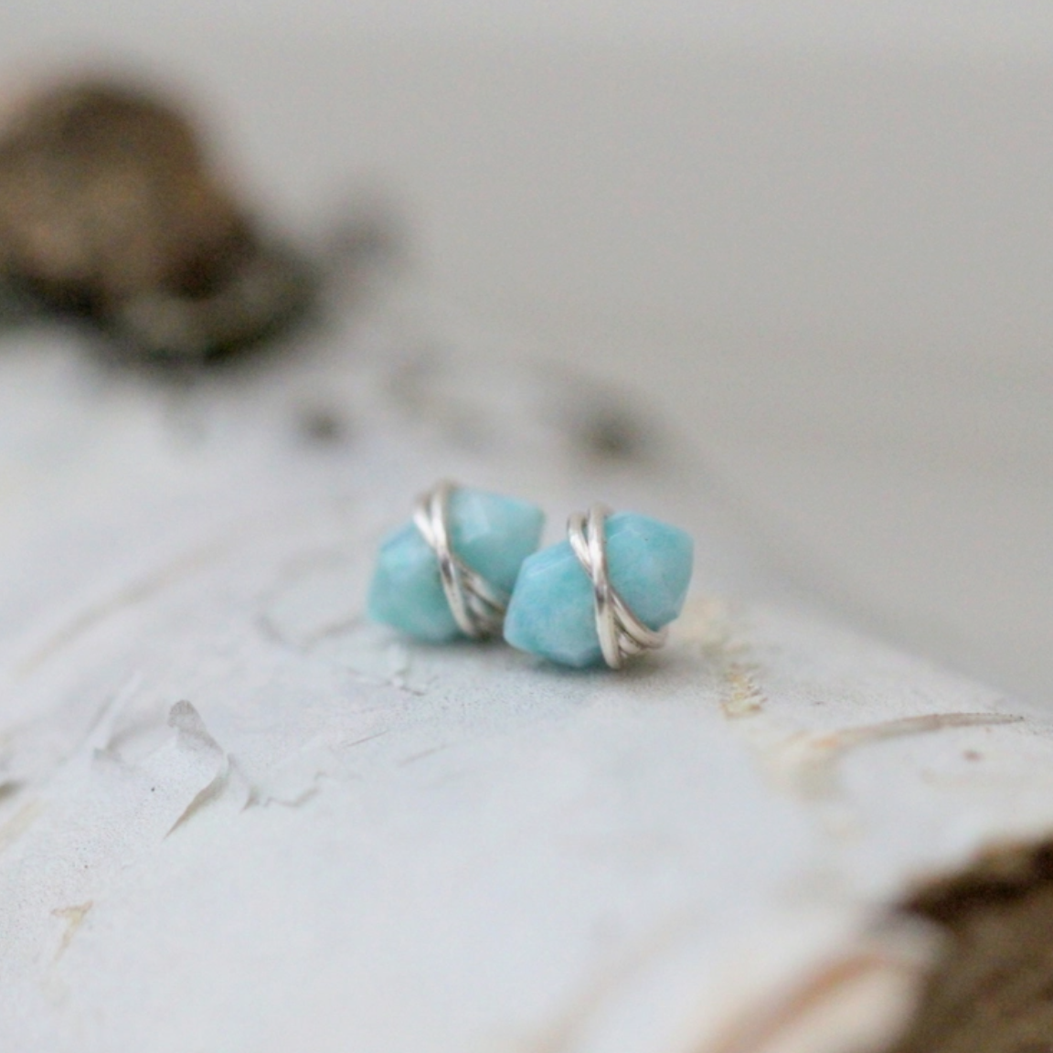 •PIKE• larimar + silver stud earrings