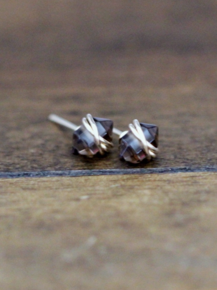 •PIKE• smoky quartz + silver stud earrings