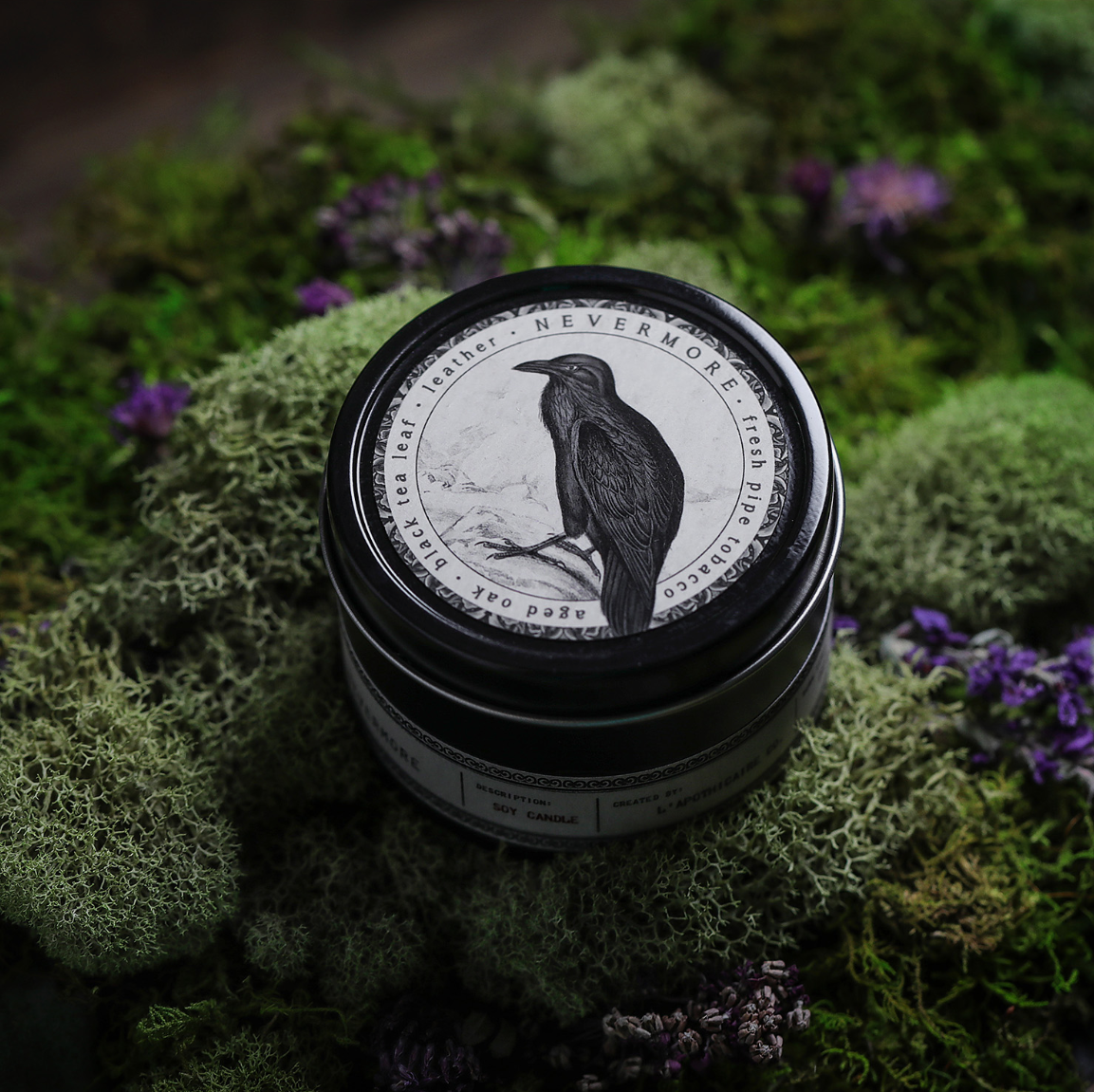 •NEVERMORE• noir tin candle