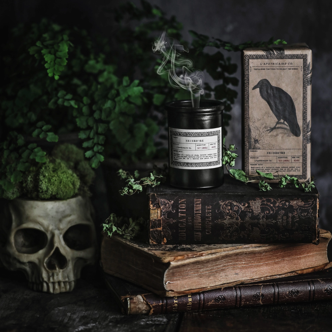 •NEVERMORE• noir glass jar candle