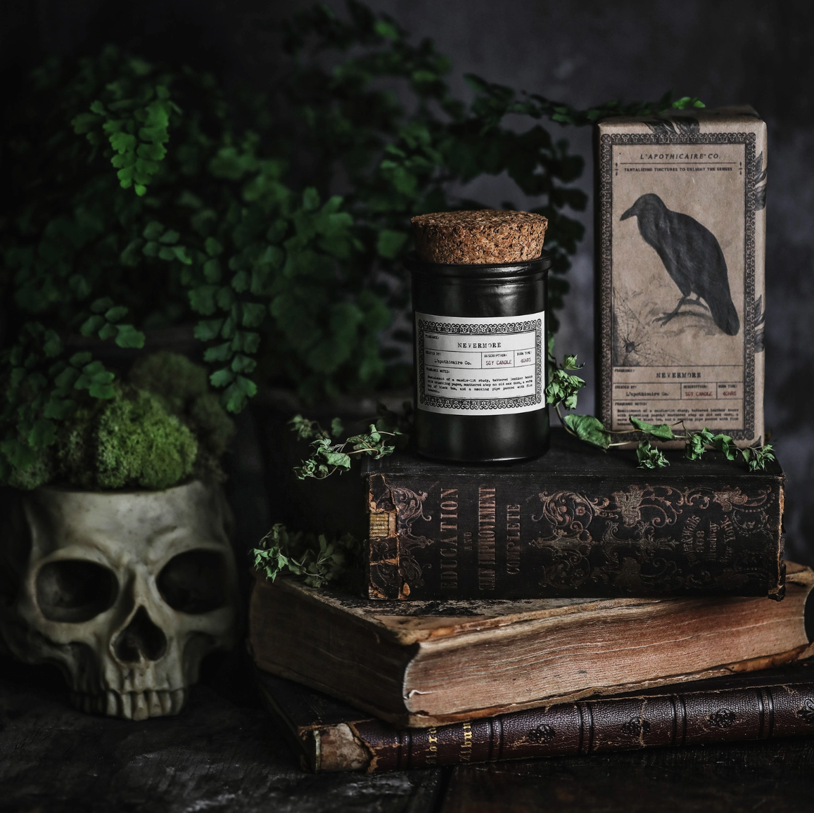 •NEVERMORE• noir glass jar candle