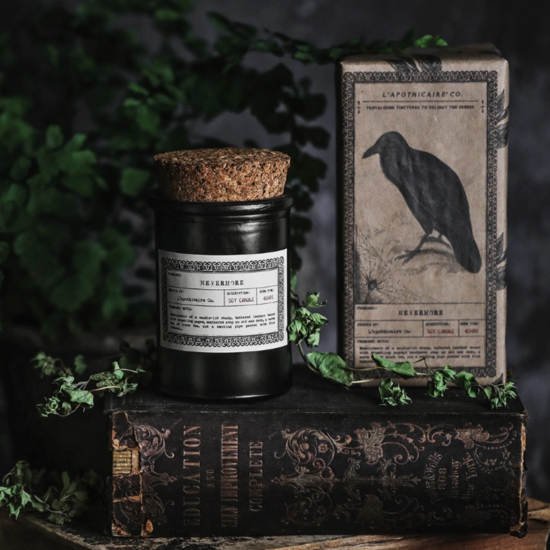•NEVERMORE• noir glass jar candle