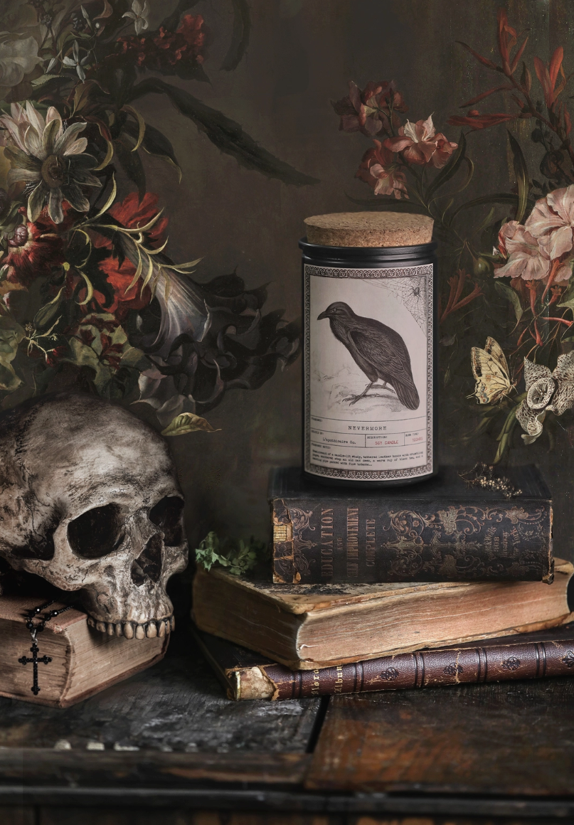 •NEVERMORE• noir glass jar candle