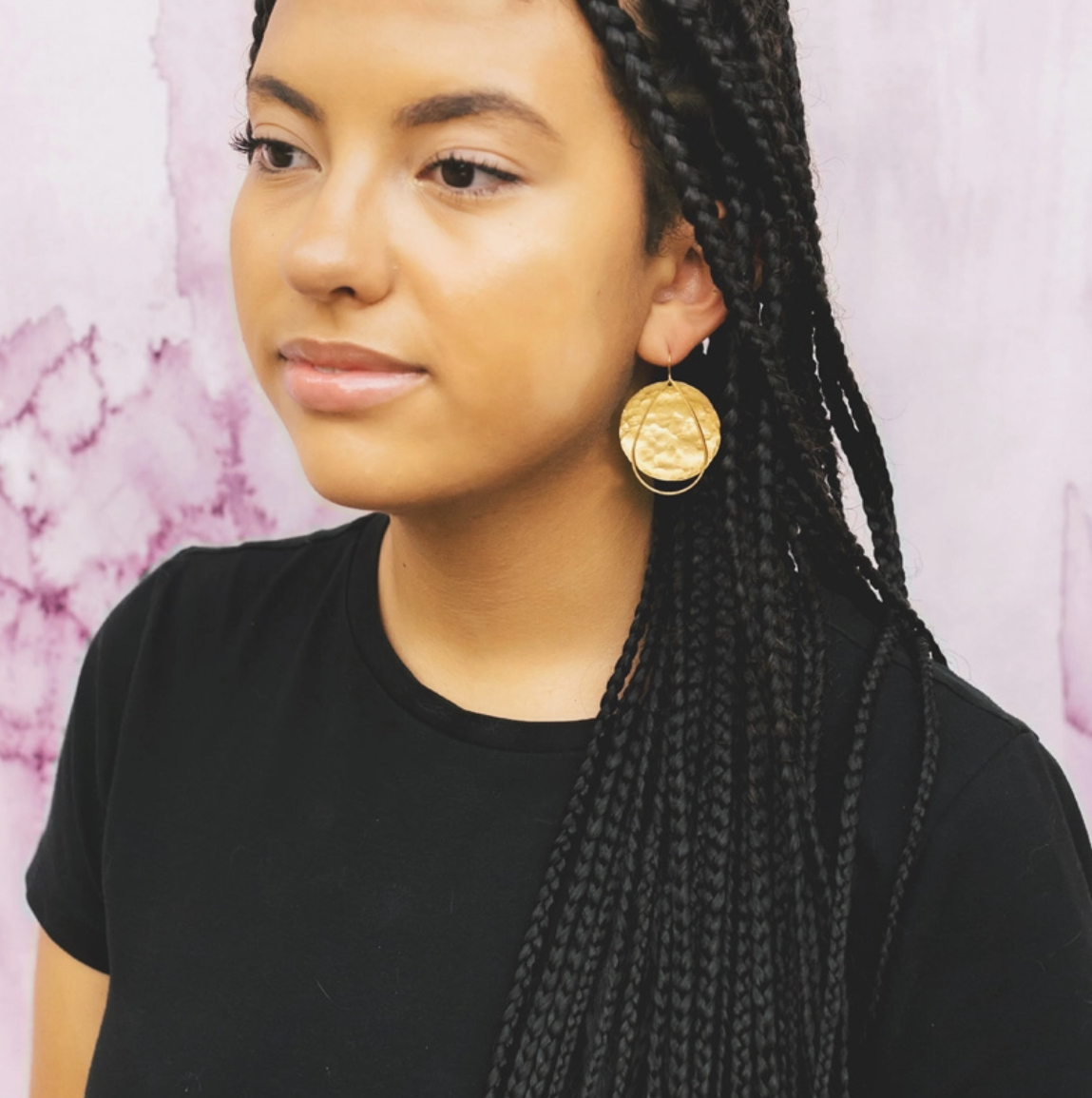 •FULL MOON• gold dangle earrings