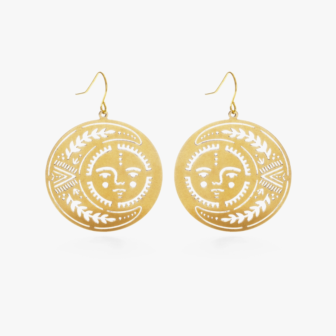 •SUN & MOON• gold dangle earrings