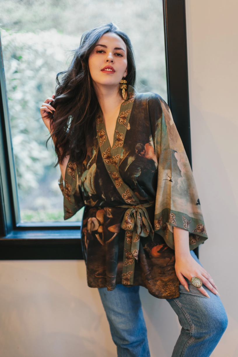 •HEARTWORK• bamboo cardigan with tie