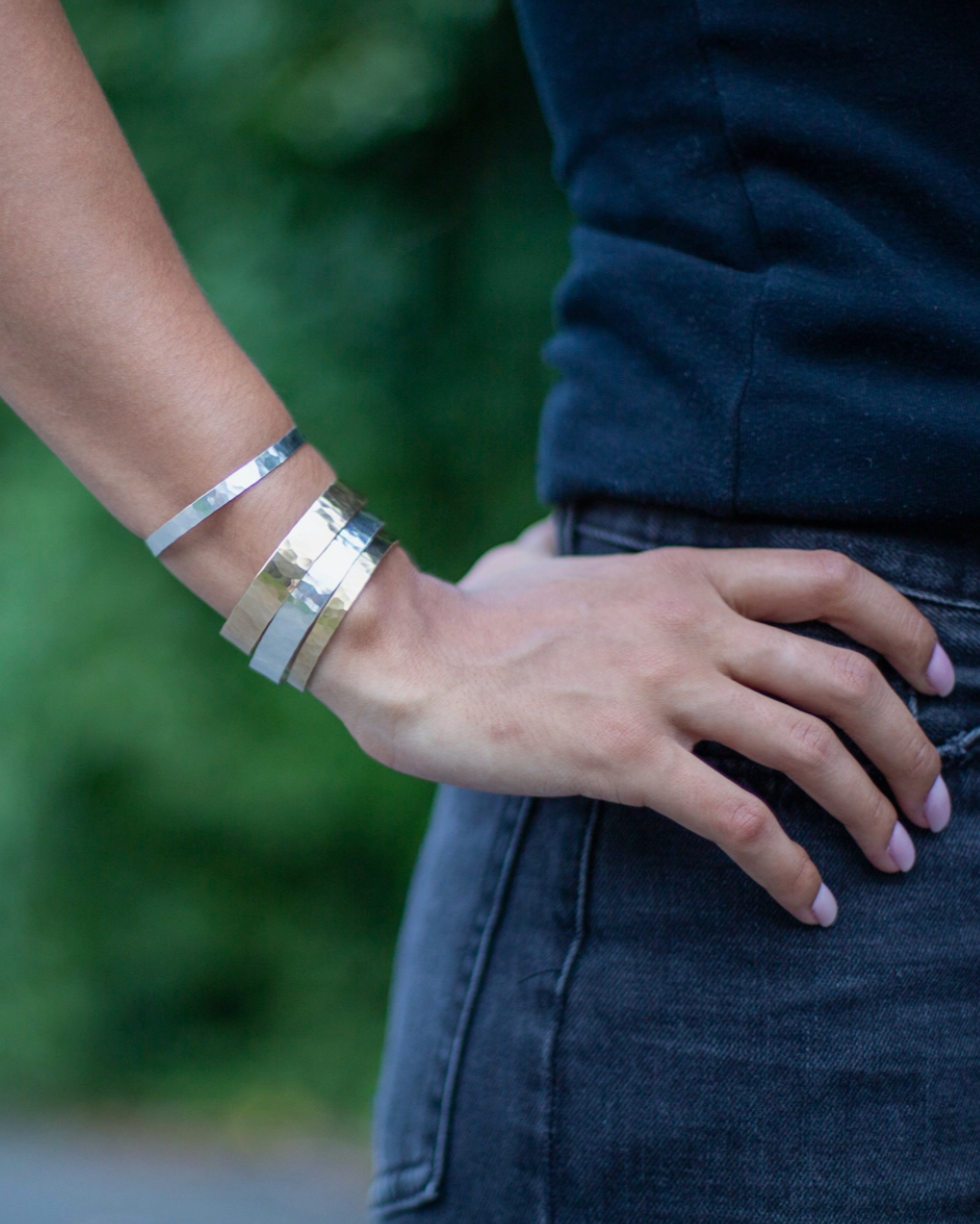 •WIDE HAMMERED• silver bracelet