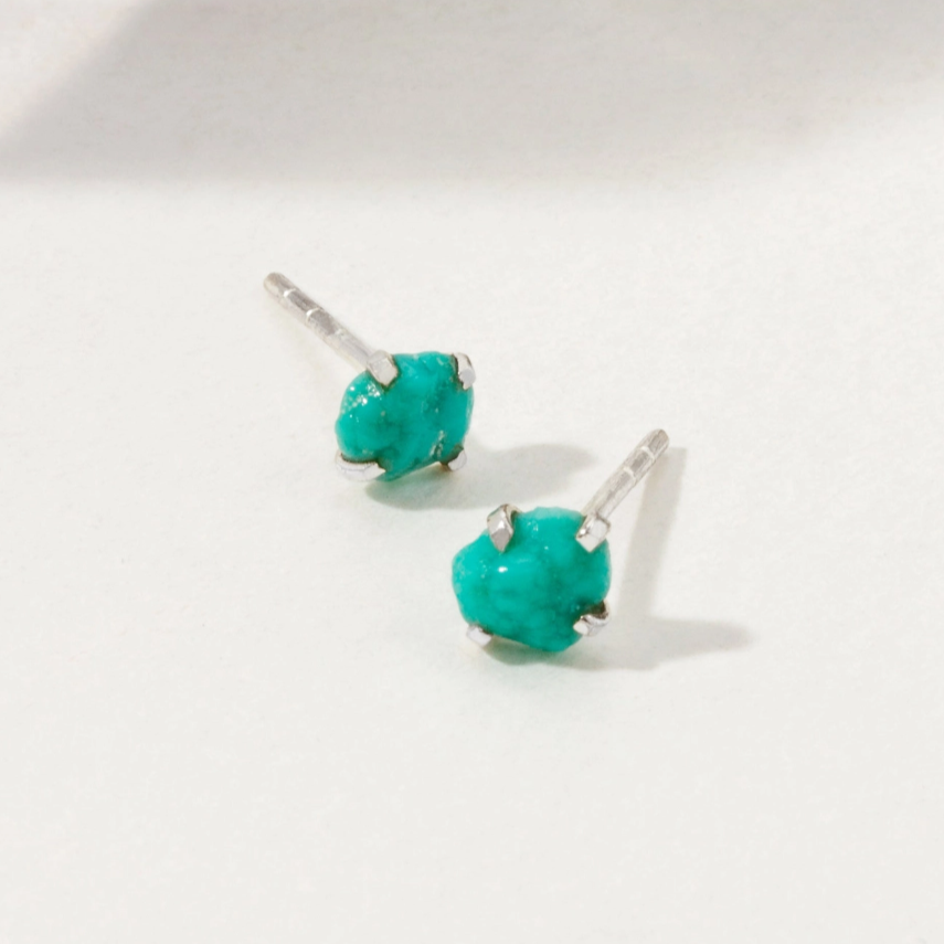 •PRONG SET• turquoise silver stud earrings