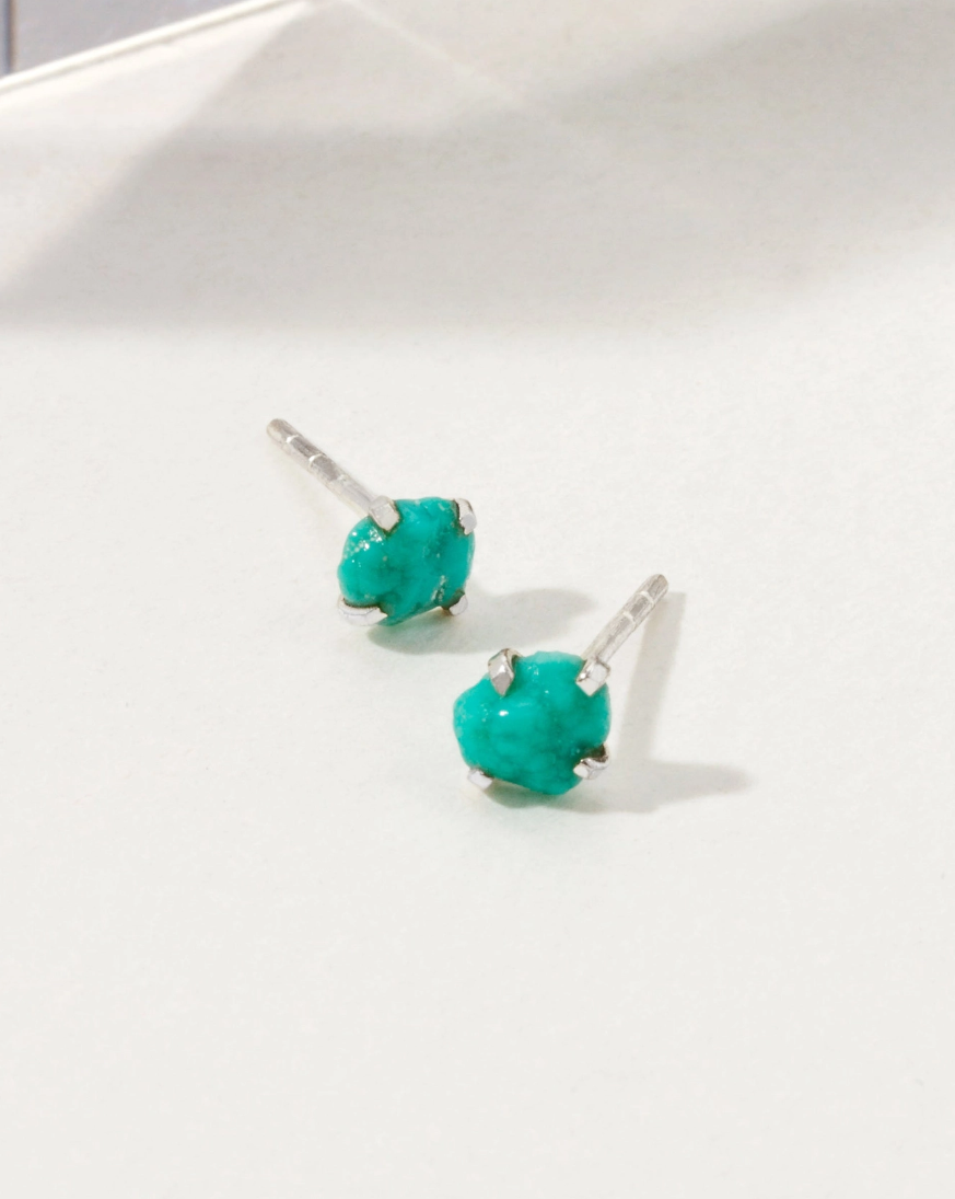•TURQUOISE• silver prong set stud earrings