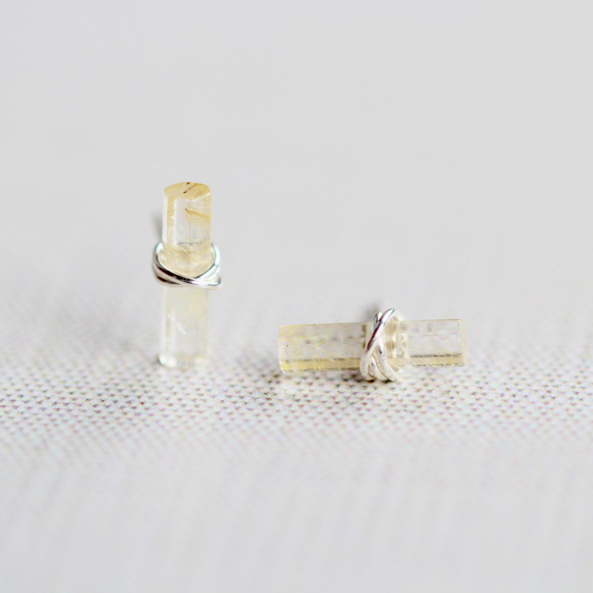 •BIRCH• rutilated quartz + silver stud earrings