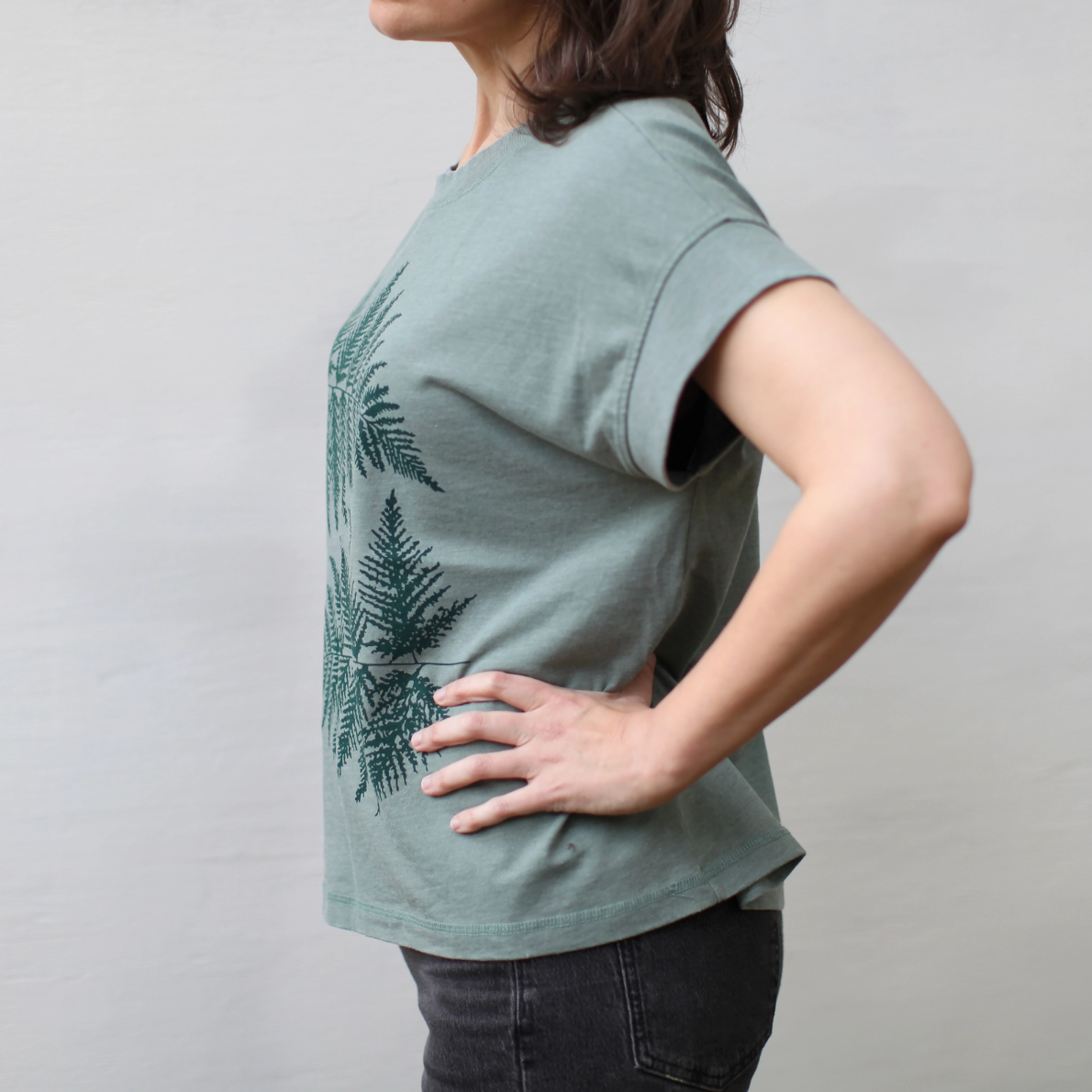 •FERNS• cotton blend boxy tee (USA)