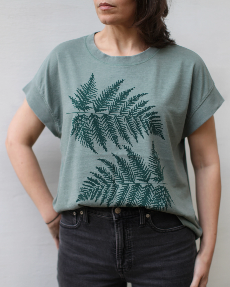 •FERNS• cotton blend boxy tee (USA)