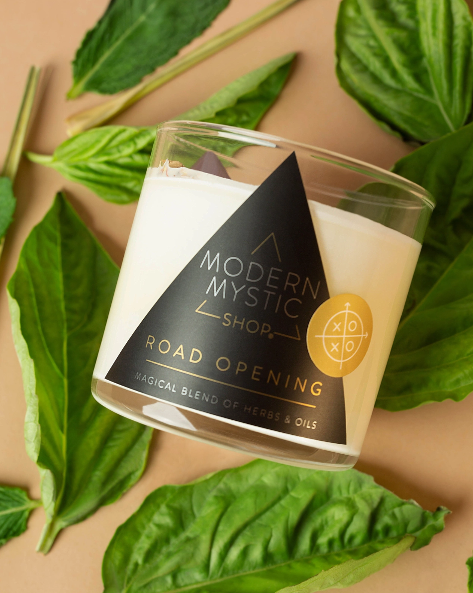 •INTENTION• herb + crystal candles