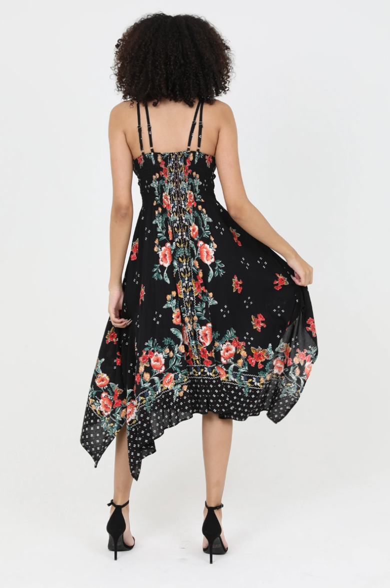 •SPANISH FLORAL• witchy hem midi dress