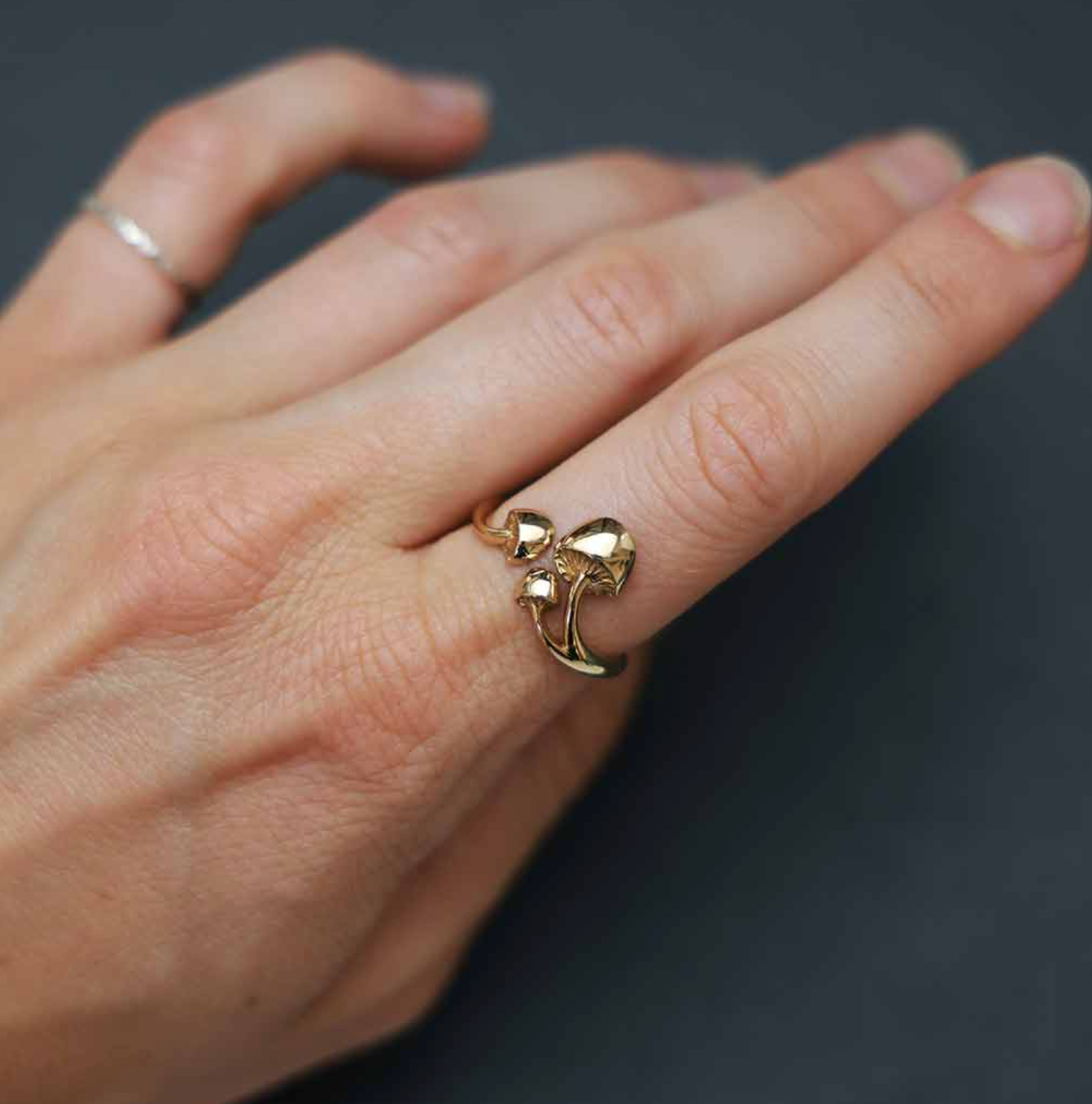 •THREE MUSHROOM• adjustable bronze ring