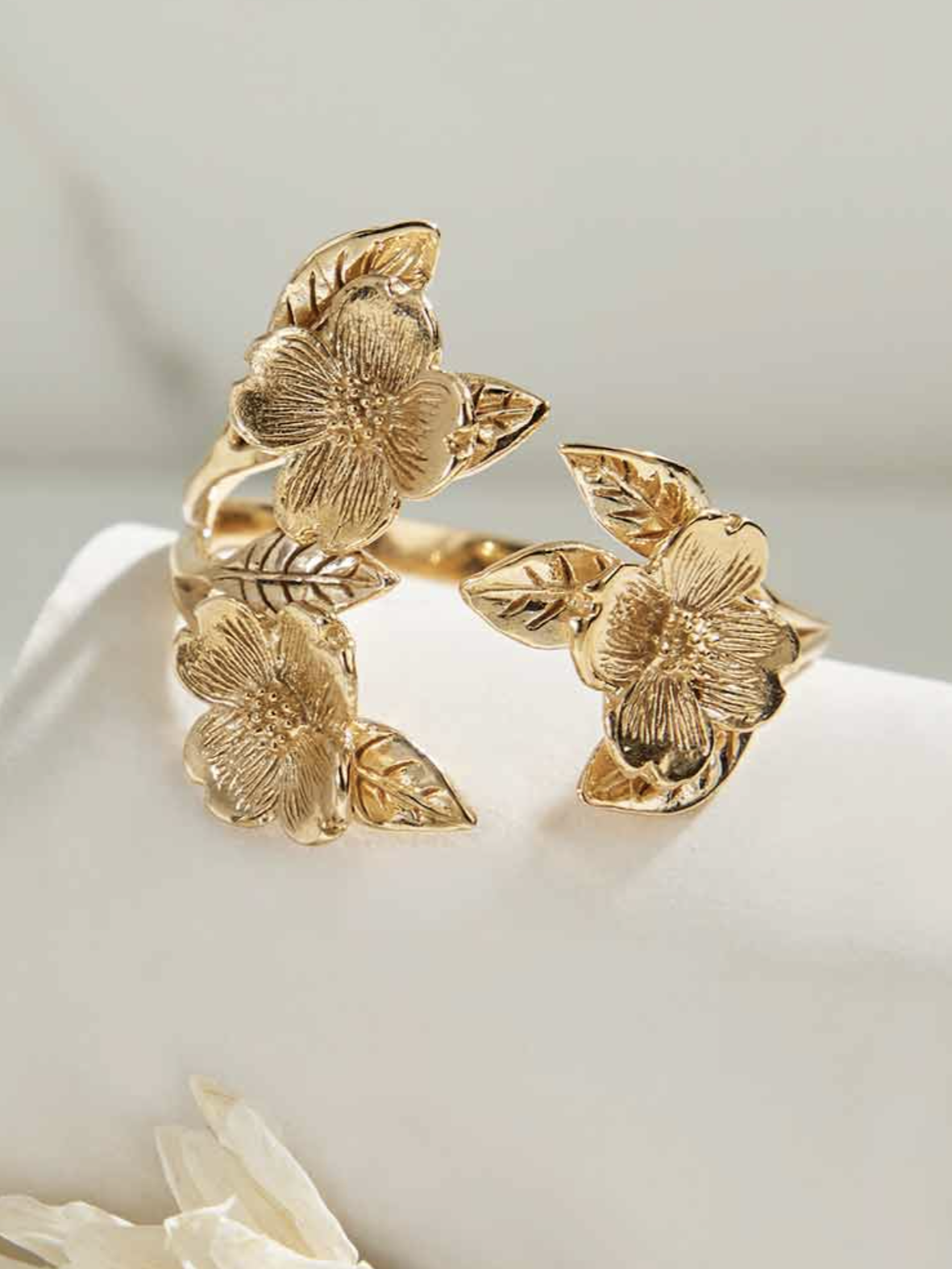 •DOGWOOD BLOSSOM• adjustable bronze ring