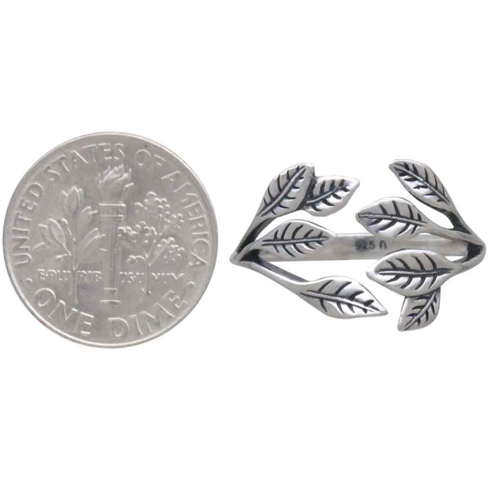 •LEAF HUG• adjustable recycled silver ring