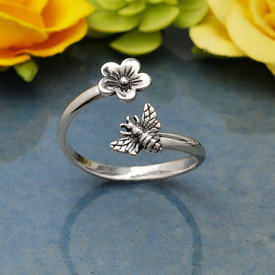 •BEE & BLOSSOM• adjustable recycled silver ring