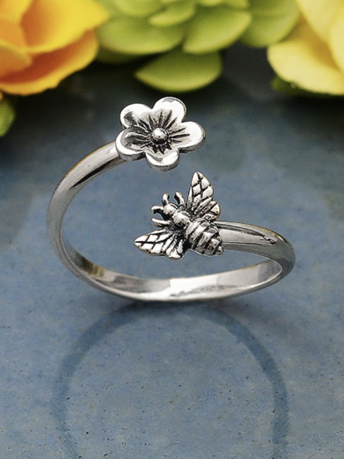 •BEE & BLOSSOM• adjustable recycled silver ring